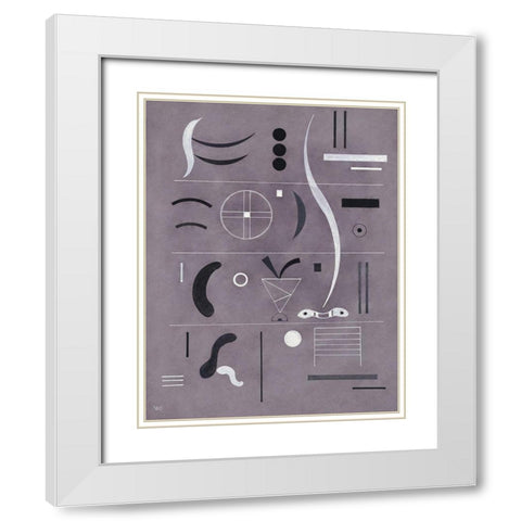 Four Parts 1932 White Modern Wood Framed Art Print with Double Matting by Kandinsky, Wassily
