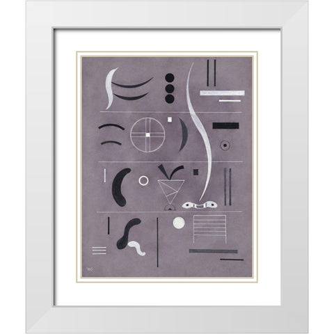 Four Parts 1932 White Modern Wood Framed Art Print with Double Matting by Kandinsky, Wassily