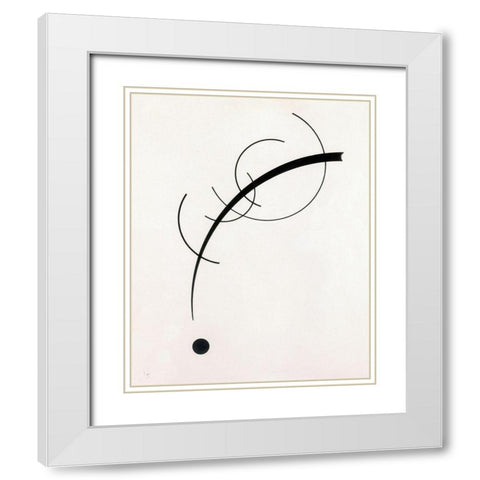 Free Curve to the Point-Accompanying Sound of Geometric Curves 1925 White Modern Wood Framed Art Print with Double Matting by Kandinsky, Wassily