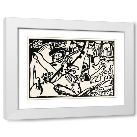 Composition 2 1911 White Modern Wood Framed Art Print with Double Matting by Kandinsky, Wassily
