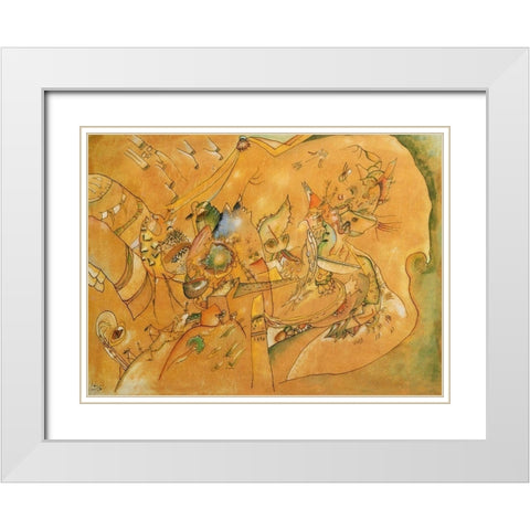Untitled 2.1 1918 White Modern Wood Framed Art Print with Double Matting by Kandinsky, Wassily