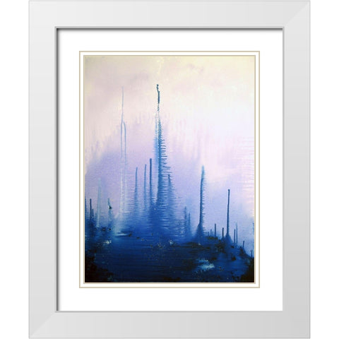 Blue Winter White Modern Wood Framed Art Print with Double Matting by Clement, Diane