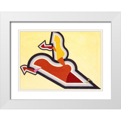 Study in Rhythm Red and Gold White Modern Wood Framed Art Print with Double Matting by Schillinger, Joseph