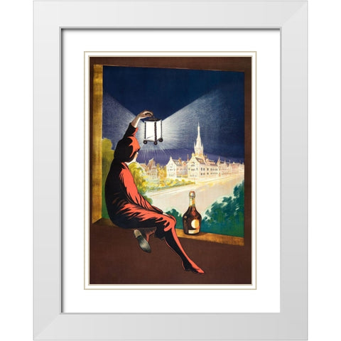 Benedictine White Modern Wood Framed Art Print with Double Matting by Cappiello, Leonetto