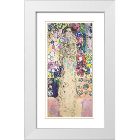 Portrait of Maria Munk White Modern Wood Framed Art Print with Double Matting by Klimt, Gustav