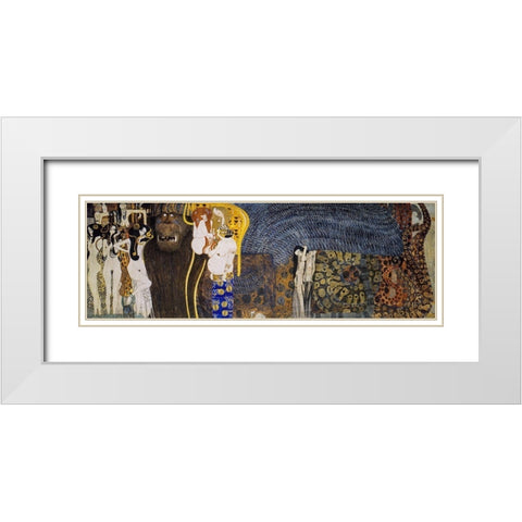 The Hostile Powers White Modern Wood Framed Art Print with Double Matting by Klimt, Gustav