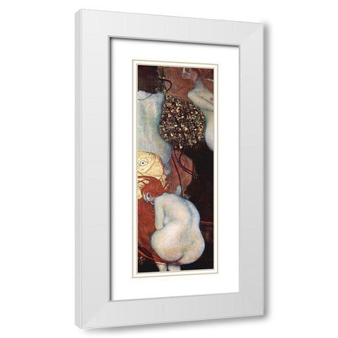 Goldfish White Modern Wood Framed Art Print with Double Matting by Klimt, Gustav