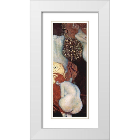 Goldfish White Modern Wood Framed Art Print with Double Matting by Klimt, Gustav