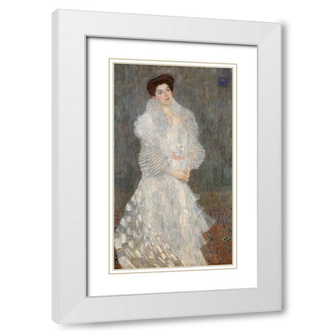 Portrait of Hermine Gallia White Modern Wood Framed Art Print with Double Matting by Klimt, Gustav