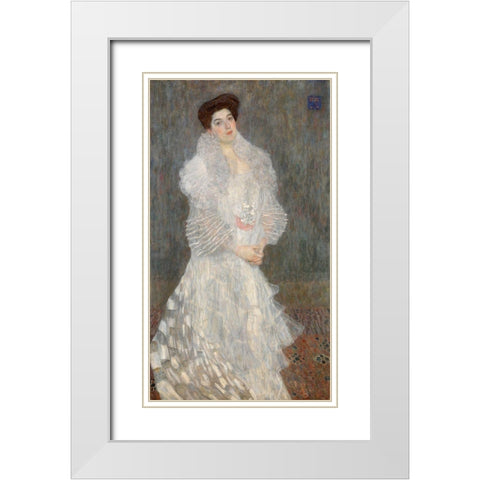 Portrait of Hermine Gallia White Modern Wood Framed Art Print with Double Matting by Klimt, Gustav