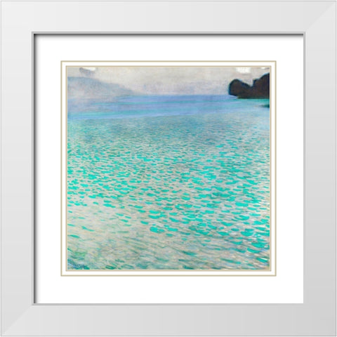 Attersee White Modern Wood Framed Art Print with Double Matting by Klimt, Gustav