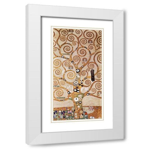 The Tree of Life White Modern Wood Framed Art Print with Double Matting by Klimt, Gustav