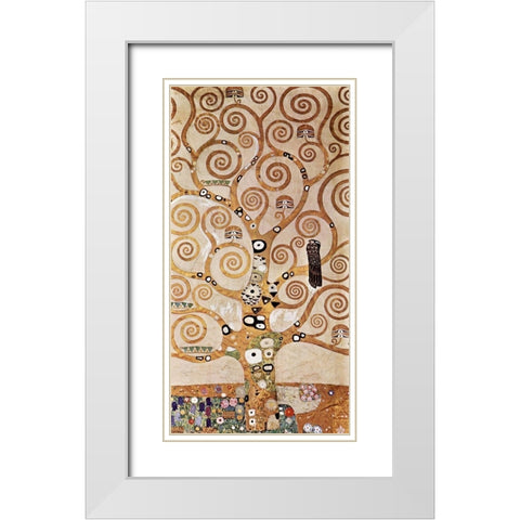 The Tree of Life White Modern Wood Framed Art Print with Double Matting by Klimt, Gustav