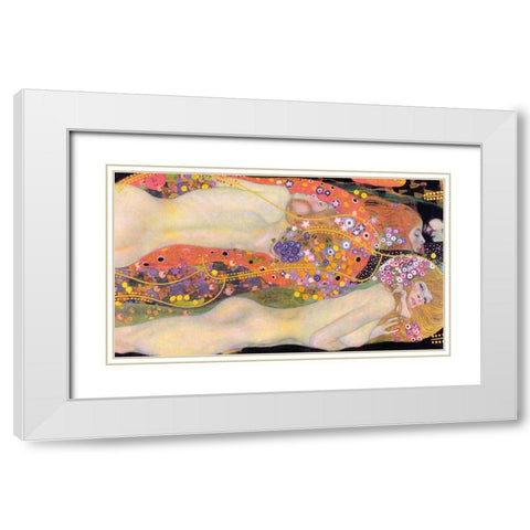 Water Serpents II White Modern Wood Framed Art Print with Double Matting by Klimt, Gustav