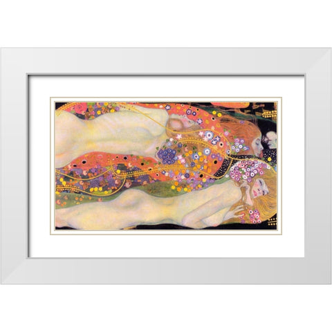 Water Serpents II White Modern Wood Framed Art Print with Double Matting by Klimt, Gustav