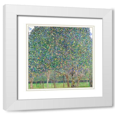 Pear Tree White Modern Wood Framed Art Print with Double Matting by Klimt, Gustav