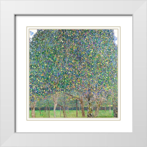 Pear Tree White Modern Wood Framed Art Print with Double Matting by Klimt, Gustav