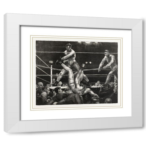 Dempsey and Firpo White Modern Wood Framed Art Print with Double Matting by Bellows, George
