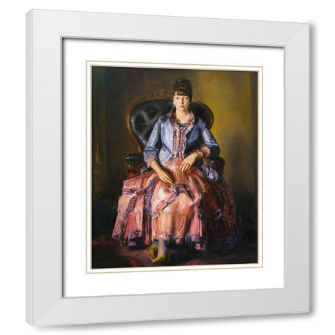 Emma in a Purple Dress White Modern Wood Framed Art Print with Double Matting by Bellows, George