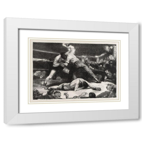 A knock-out-first state White Modern Wood Framed Art Print with Double Matting by Bellows, George
