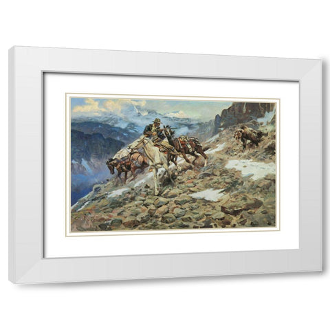 Crippled but Still Coming White Modern Wood Framed Art Print with Double Matting by Russell, Charles Marion