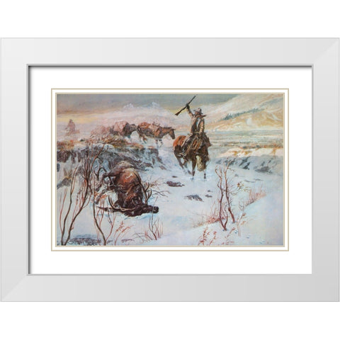 The Prize Shot White Modern Wood Framed Art Print with Double Matting by Russell, Charles Marion