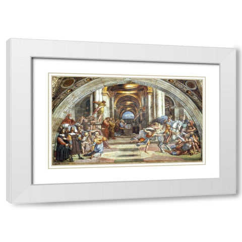 The Expulsion of Heliodorus from the Temple White Modern Wood Framed Art Print with Double Matting by Raphael