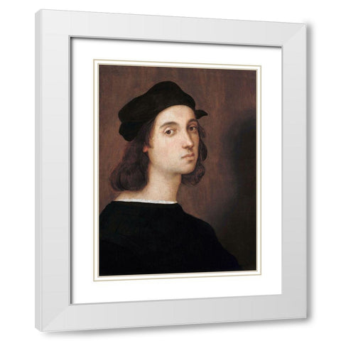 Self-portrait 1506 White Modern Wood Framed Art Print with Double Matting by Raphael