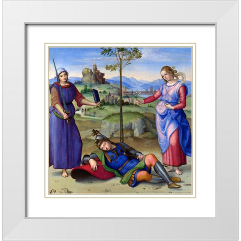 An Allegory-Vision of a Knight White Modern Wood Framed Art Print with Double Matting by Raphael