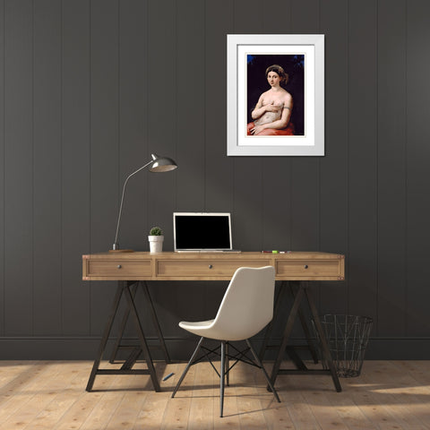 La Fornarina White Modern Wood Framed Art Print with Double Matting by Raphael