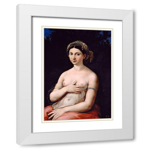 La Fornarina White Modern Wood Framed Art Print with Double Matting by Raphael