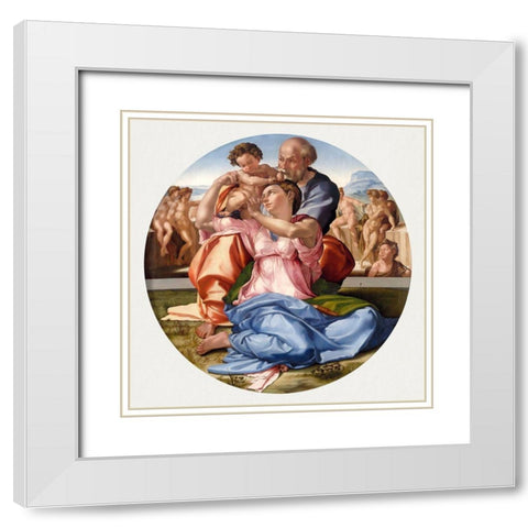 Doni Tondo White Modern Wood Framed Art Print with Double Matting by Michelangelo