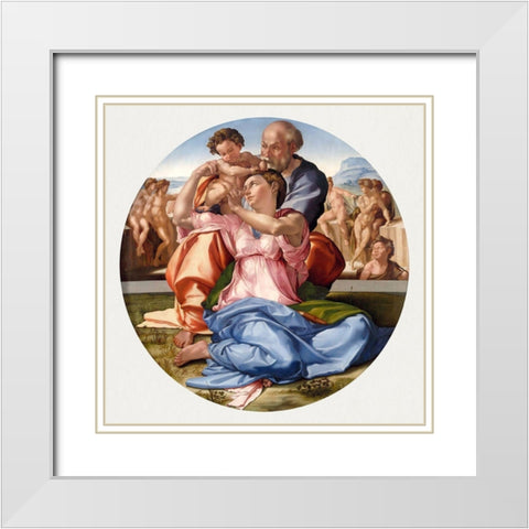 Doni Tondo White Modern Wood Framed Art Print with Double Matting by Michelangelo