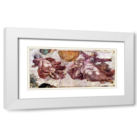 Fresco in the Sistine Chapel White Modern Wood Framed Art Print with Double Matting by Michelangelo
