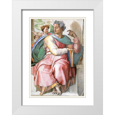 Isaiah White Modern Wood Framed Art Print with Double Matting by Michelangelo