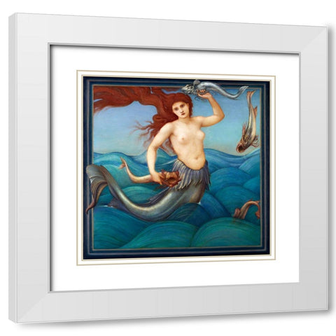 A Sea Nymph White Modern Wood Framed Art Print with Double Matting by Burneâ€“Jones, Edward