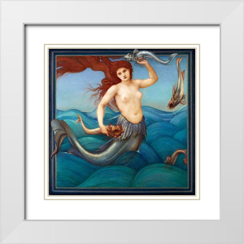 A Sea Nymph White Modern Wood Framed Art Print with Double Matting by Burneâ€“Jones, Edward