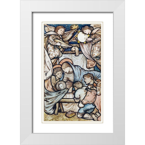 The Nativity White Modern Wood Framed Art Print with Double Matting by Burneâ€“Jones, Edward