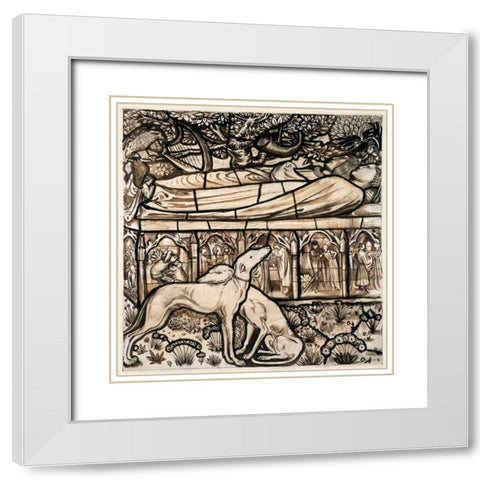 The Tomb of Tristram and Iseult White Modern Wood Framed Art Print with Double Matting by Burneâ€“Jones, Edward