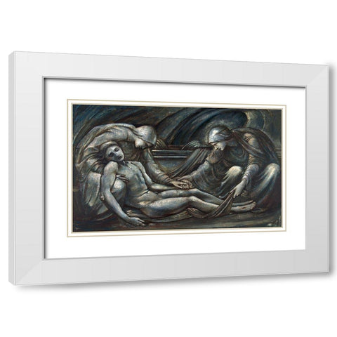 The Entombment White Modern Wood Framed Art Print with Double Matting by Burneâ€“Jones, Edward
