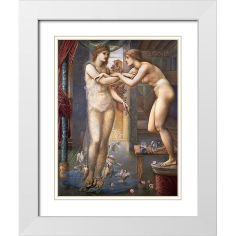 Pygmalion and the Image-The Godhead Fires White Modern Wood Framed Art Print with Double Matting by Burneâ€“Jones, Edward