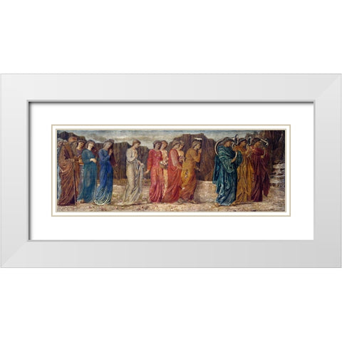 The King and other Mourners abandon Psyche to the MonsterÂ  White Modern Wood Framed Art Print with Double Matting by Burneâ€“Jones, Edward