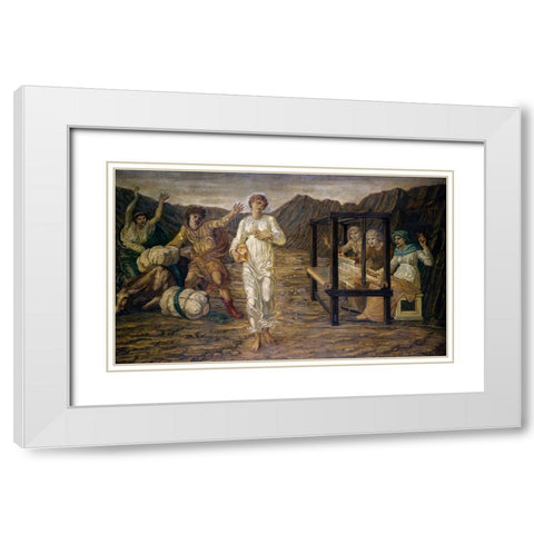 Psyche set by Venus the Task White Modern Wood Framed Art Print with Double Matting by Burneâ€“Jones, Edward