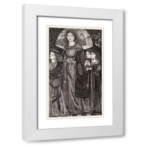 Alice-la Belle Pelerine White Modern Wood Framed Art Print with Double Matting by Burneâ€“Jones, Edward