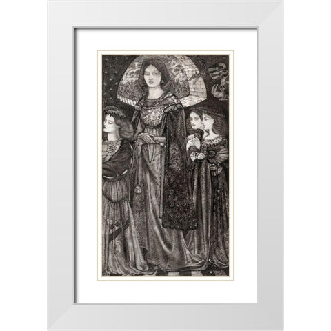 Alice-la Belle Pelerine White Modern Wood Framed Art Print with Double Matting by Burneâ€“Jones, Edward