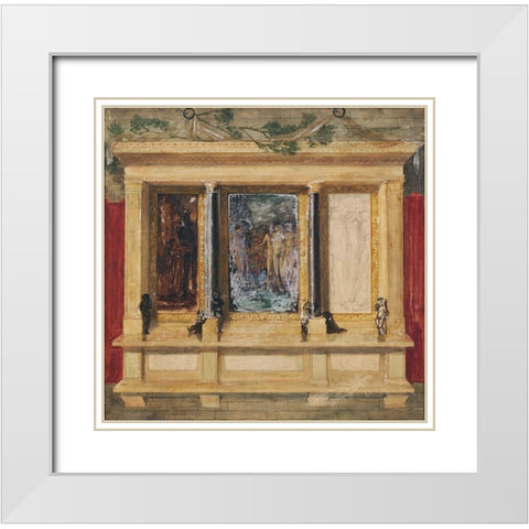 Troy Triptych-Compositional Study White Modern Wood Framed Art Print with Double Matting by Burneâ€“Jones, Edward