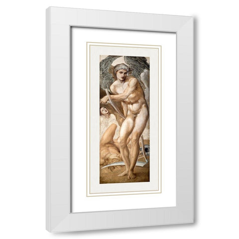 Troy Triptych - Study of Oblivion conquering Fame White Modern Wood Framed Art Print with Double Matting by Burneâ€“Jones, Edward
