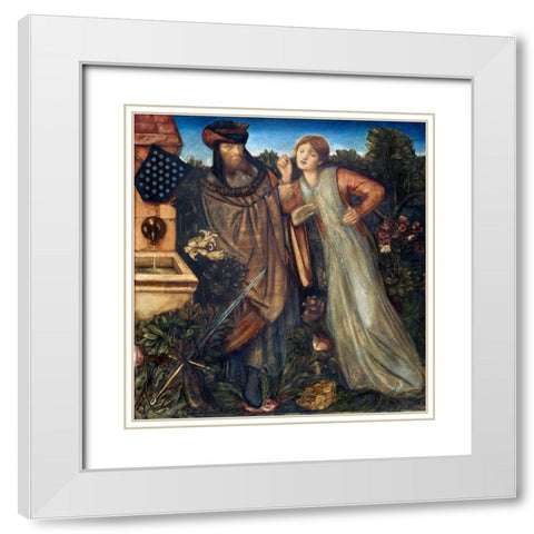 King Mark and La Belle Iseult White Modern Wood Framed Art Print with Double Matting by Burneâ€“Jones, Edward