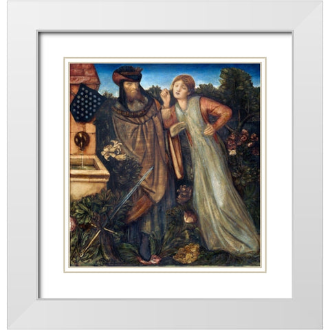 King Mark and La Belle Iseult White Modern Wood Framed Art Print with Double Matting by Burneâ€“Jones, Edward