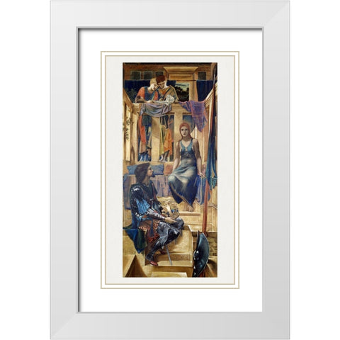King Cophetua and the Beggar Maid White Modern Wood Framed Art Print with Double Matting by Burneâ€“Jones, Edward